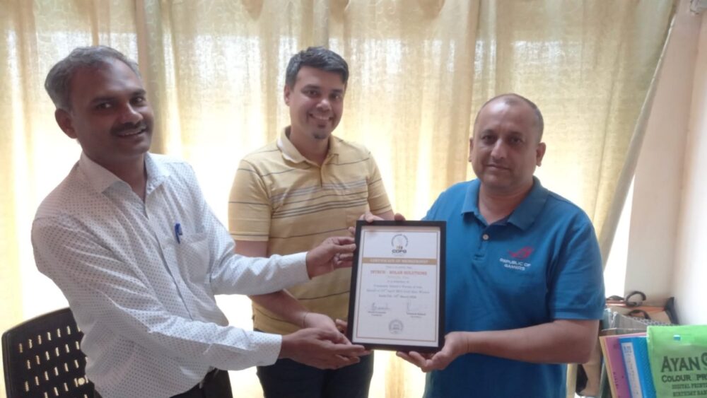 Intech Solar Solutions formerly Intech Computers receive CDFG Membership Certficate